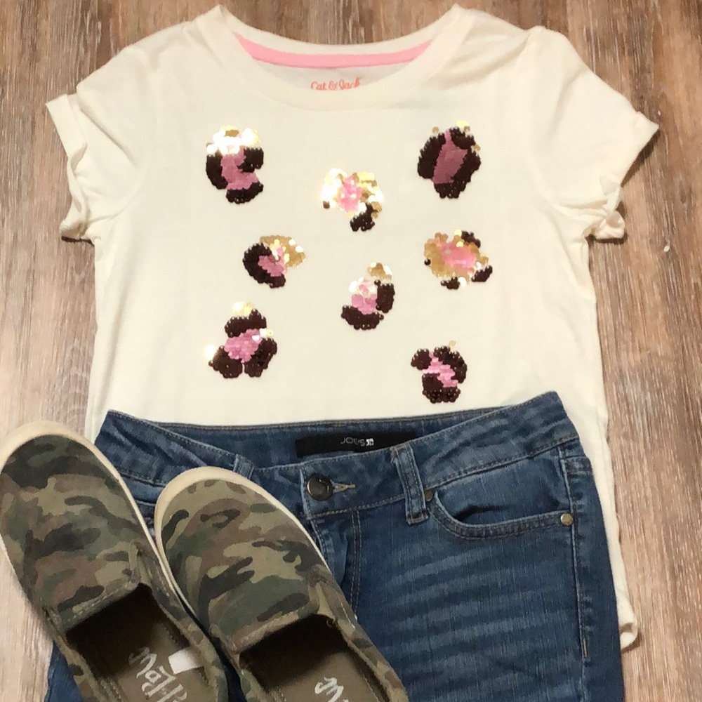 Leopard print girls tee shirt